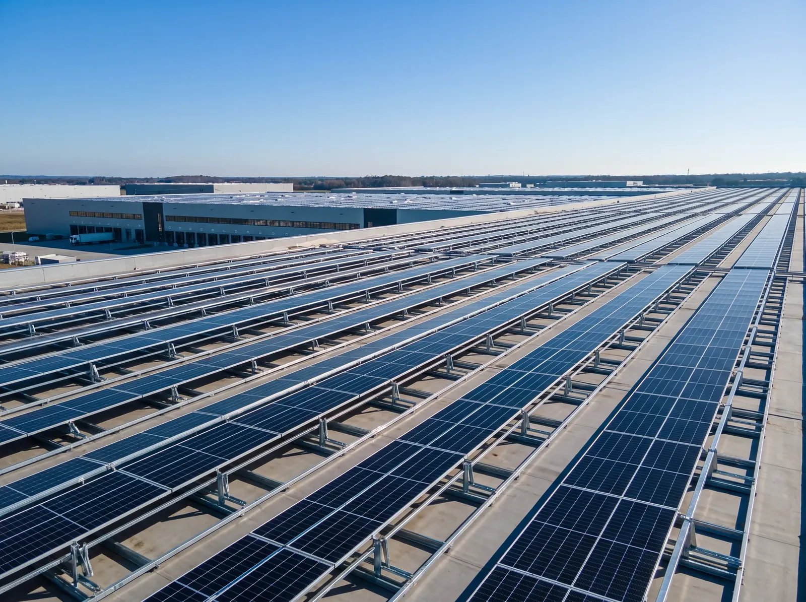 Photovoltaikanlage auf einem grossen Industriedach